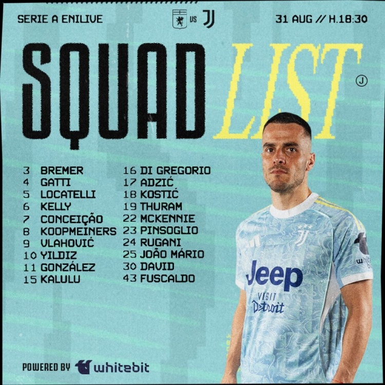 开云体育下载-尤文本轮大名单：布雷默坐镇后防，伊尔迪兹领衔锋线，DV9入选